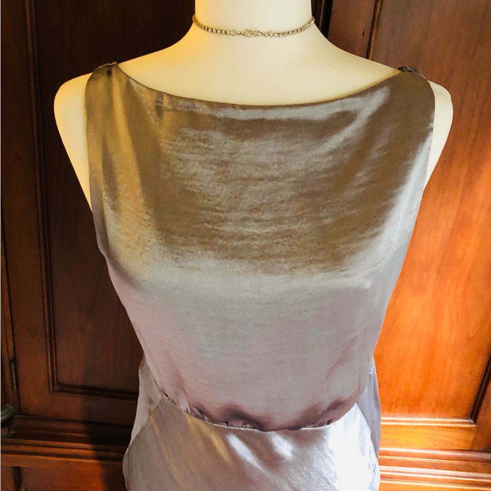 NWT ASOS Shimmering Silver Backless Dress Sexy Maxi Evening in Size 6